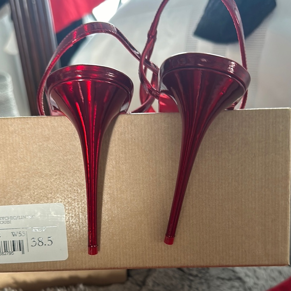 Christian Louboutin Red Strappy Heels - Picture 5 of 7